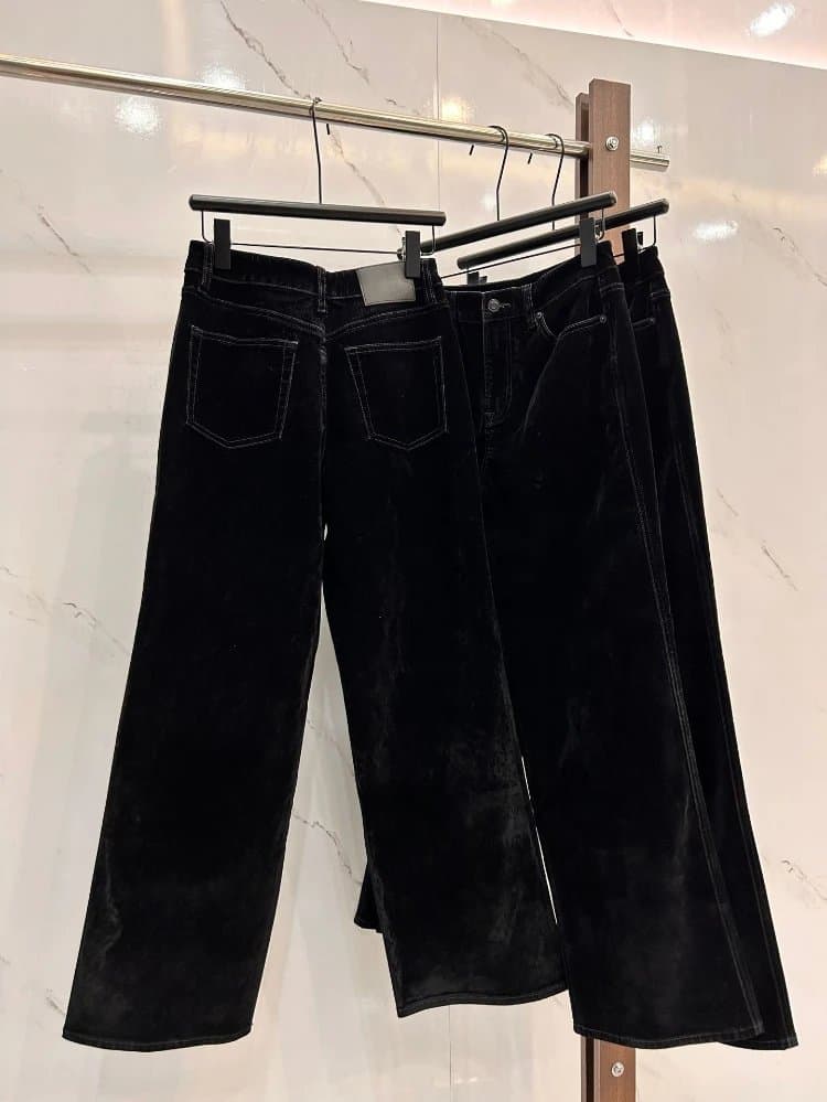 Velvet Wide-Leg Trousers
